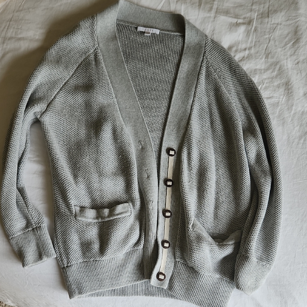 Lunya Gray Cardigan Sweater with Relaxed Fit